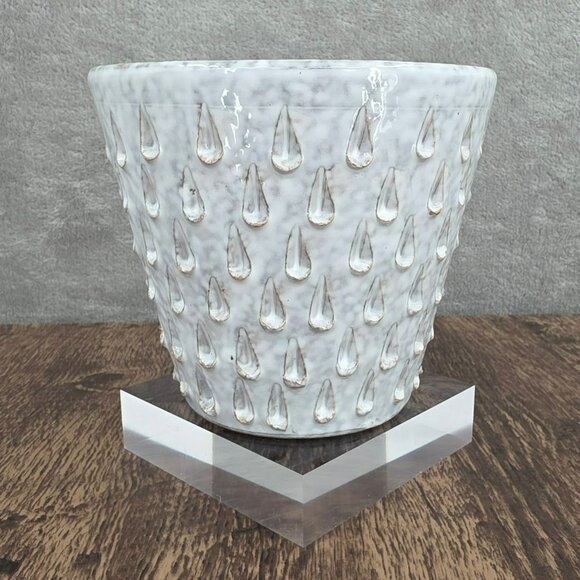 Italian Mid Century Ceramic Planter Bitossi Style Vase Blue White Glazed Stamped